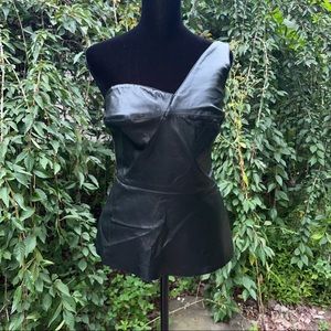Faux Leather one shoulder Venus top size small